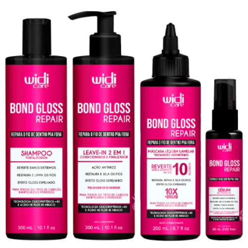 Produtos da linha Bond Gloss Repair da Wide Care