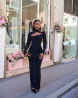 Look com vestido preto de manga longa