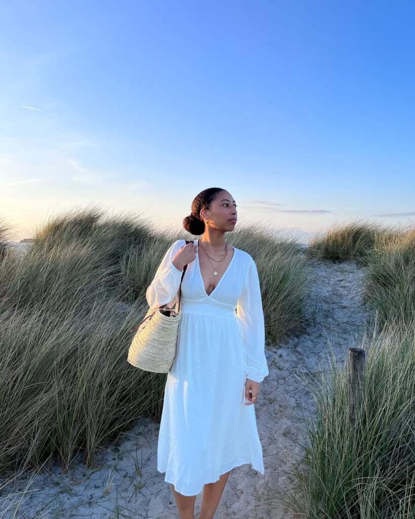 Look de praia com vestido branco