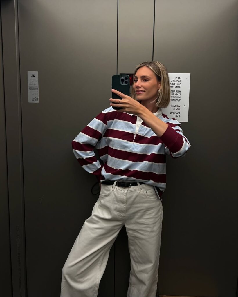 look com camiseta listrada azul