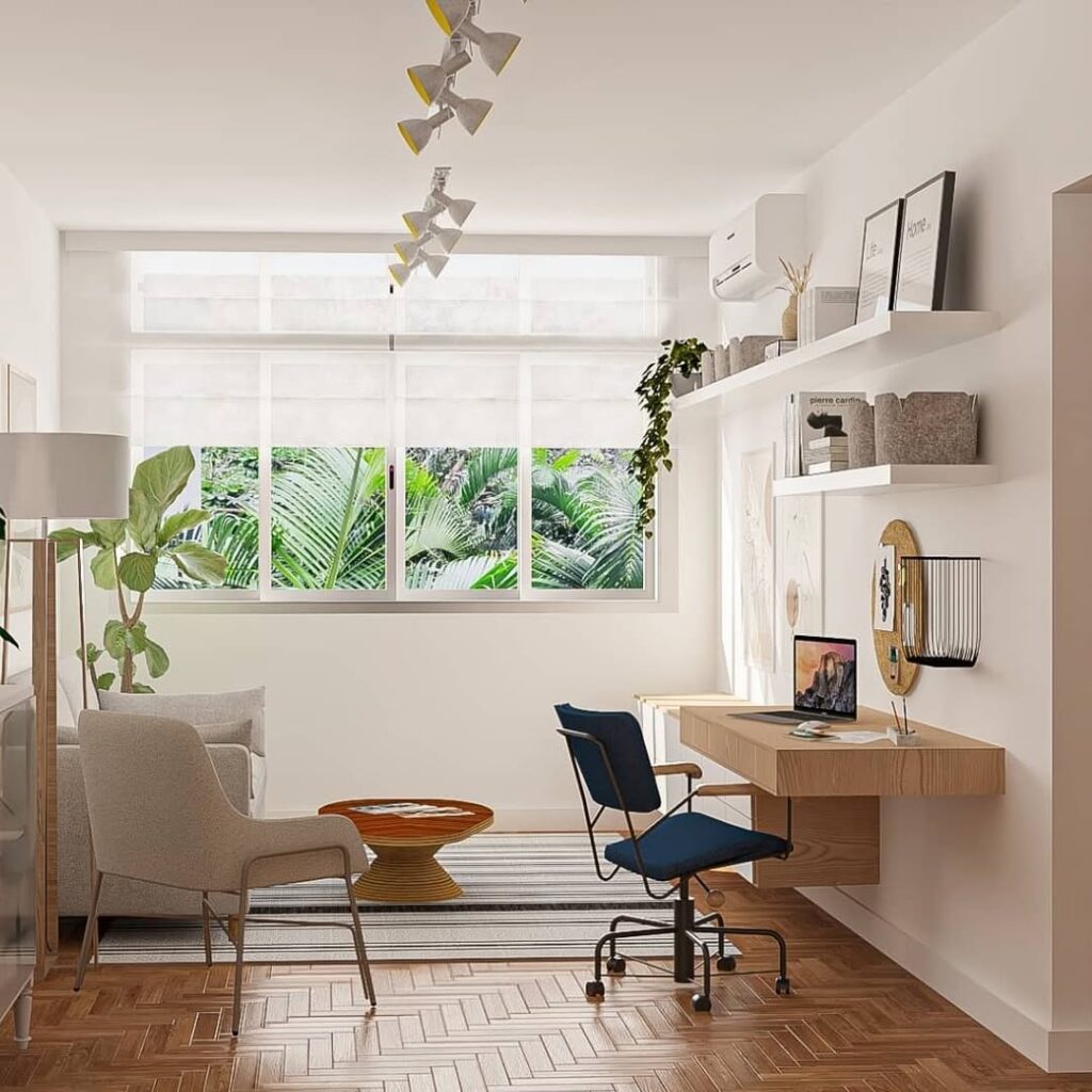 Sala e home office integrados