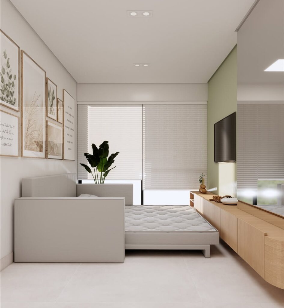 Sala com sofá-cama