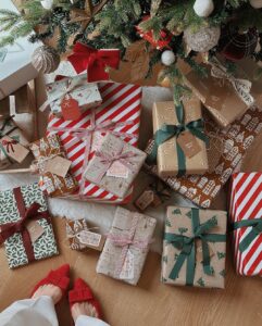 Decoração de Natal com presentes