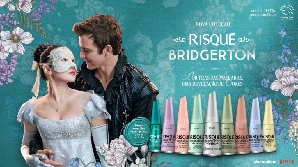 Encarte da nova coleção de Bridgerton com Risqué