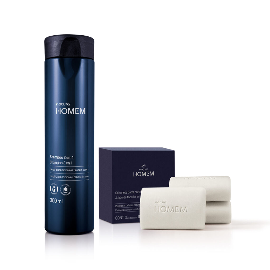 Kit Shampoo 2 em 1 e Sabonete Corpo e Barba Natura Homem (2 produtos)