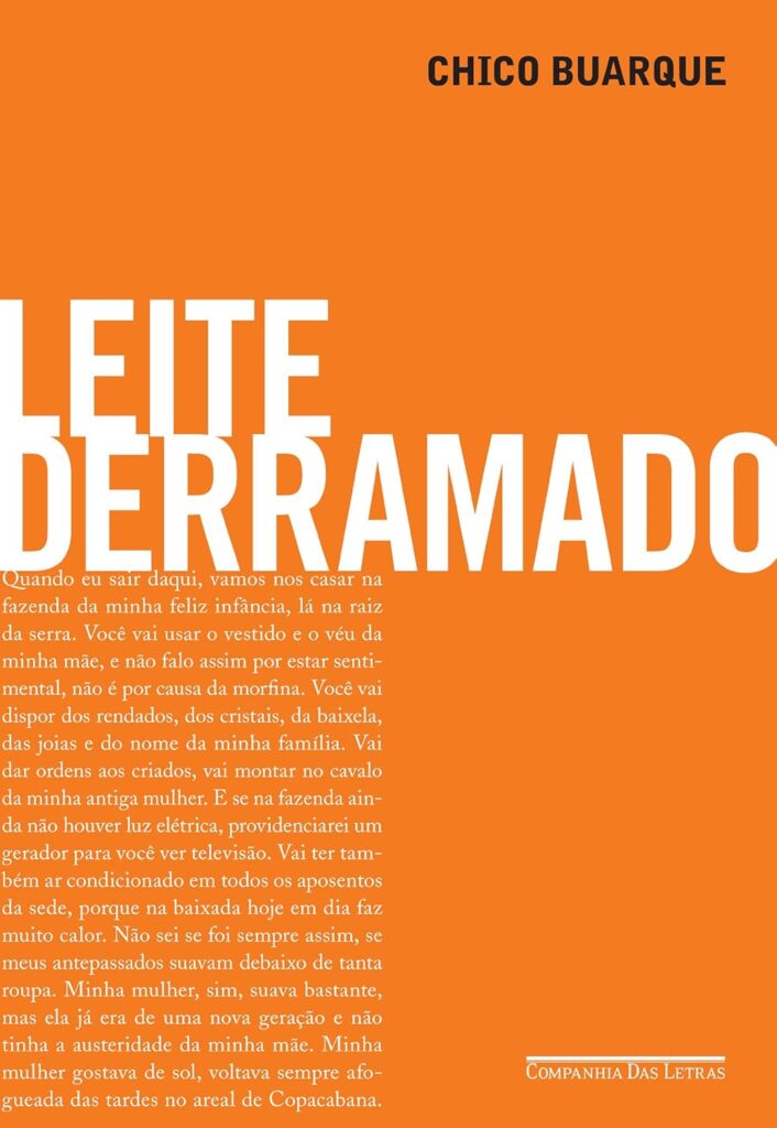 Capa laranja do livro Leite Derramado