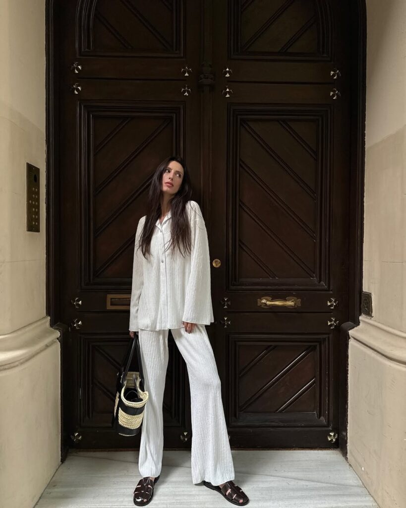 Look com conjunto de linho