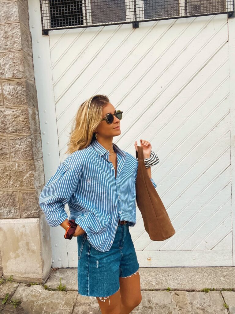 look feminino com camisa e bermuda