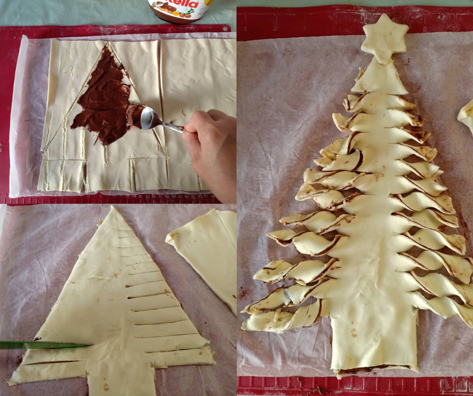 Árvore de Natal com massa folhada simples