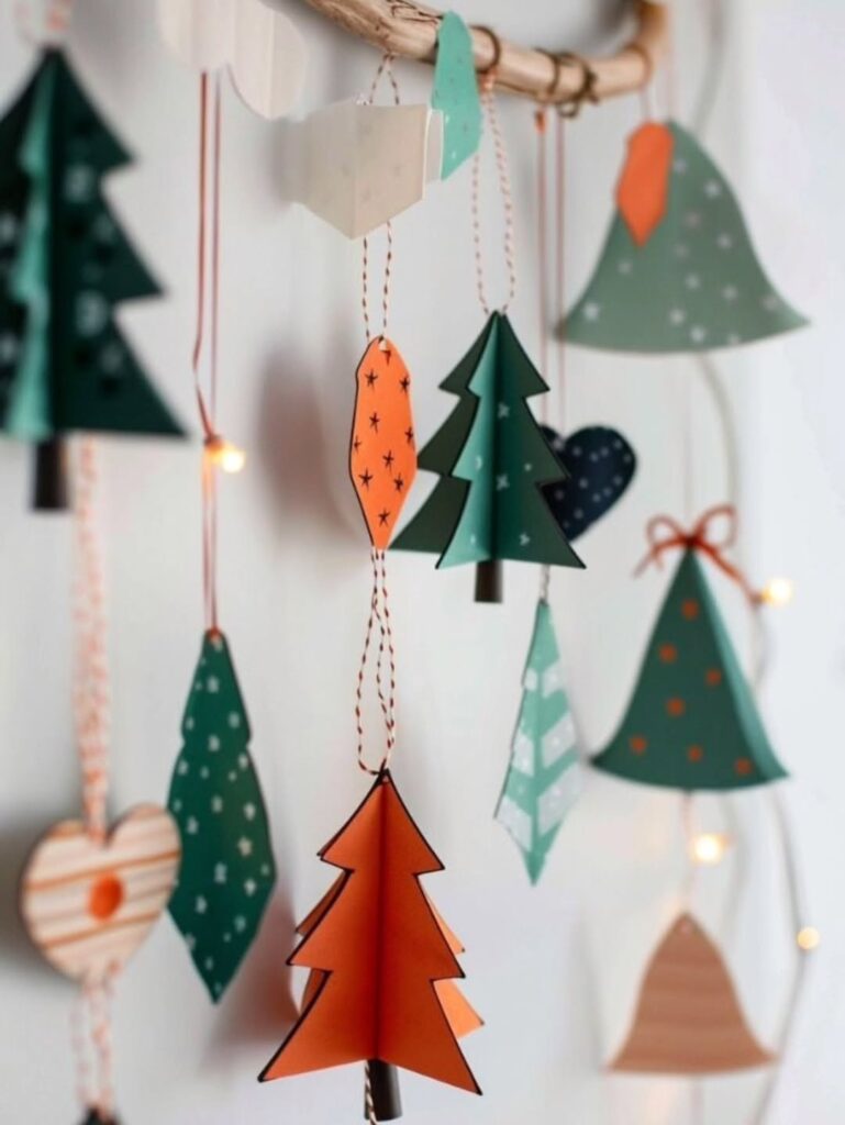 Enfeites de Natal de papel para pendurar