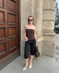 Look marrom e preto