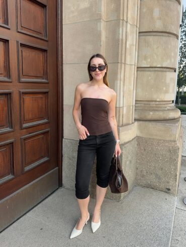 Look marrom e preto