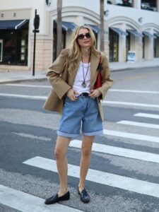 blazer com bermuda jeans