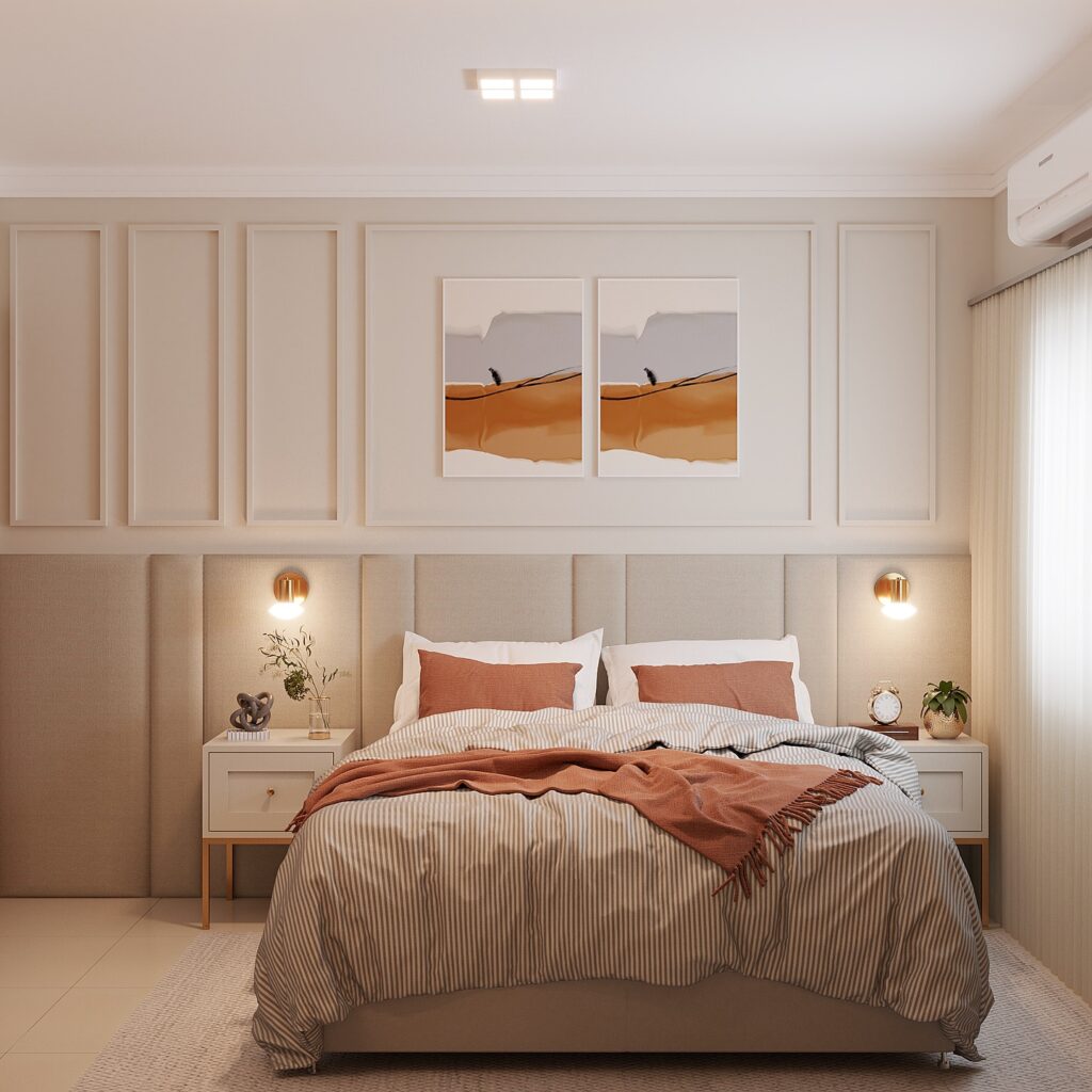 Quarto com decoração aconchegante