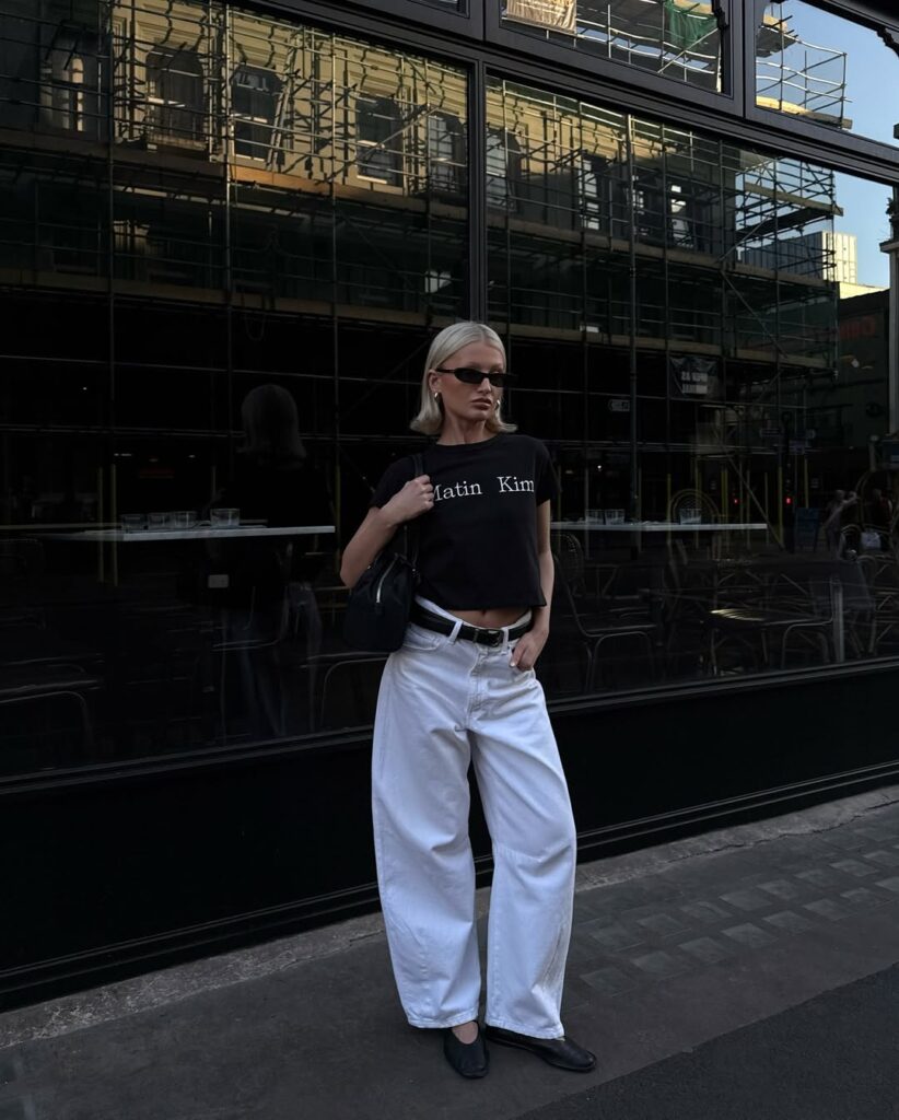 look com calça jeans branca