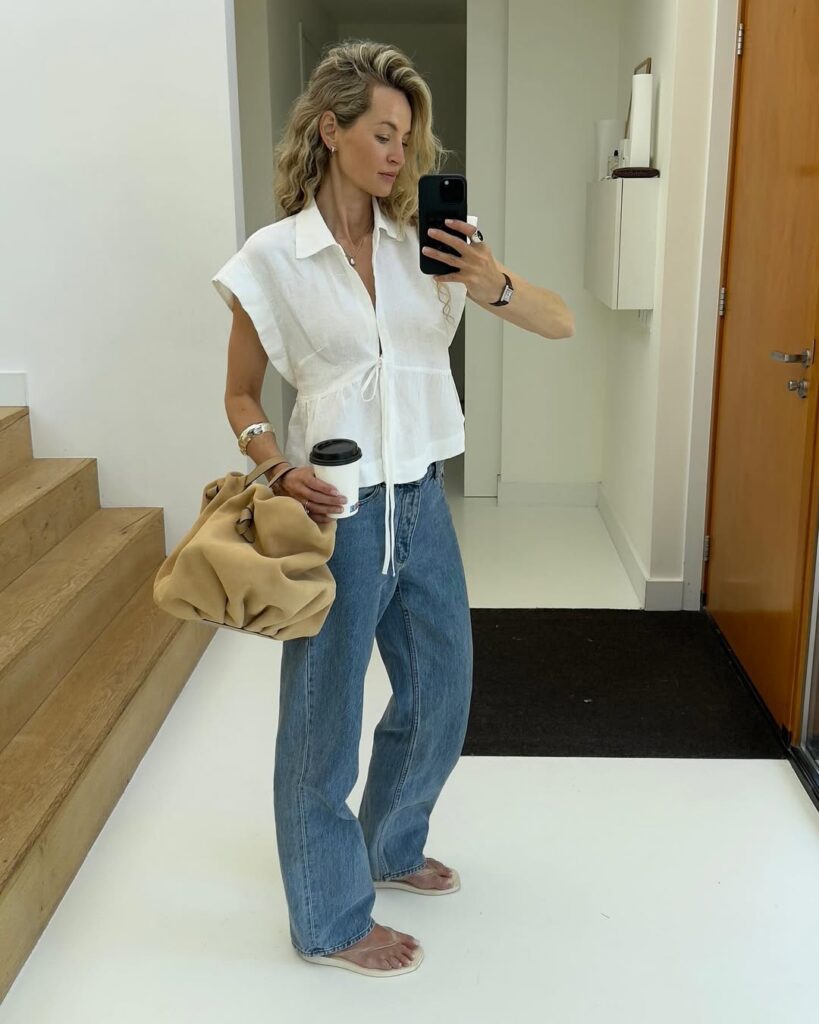 look com calça jeans no verão