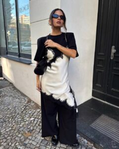 look com vestido de cetim