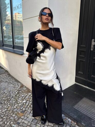 look com vestido de cetim