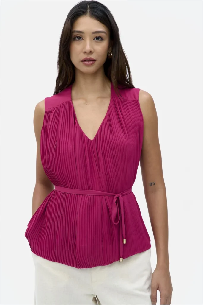 blusa feminina tecido plissado