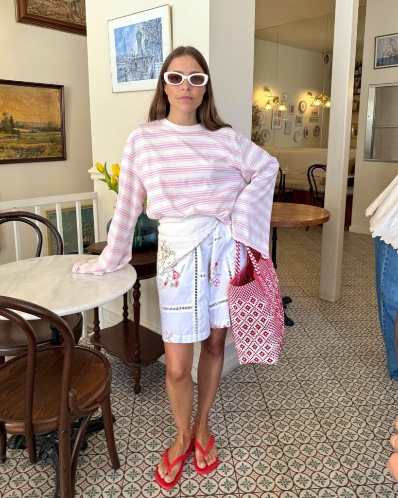 look com chinelo vermelho