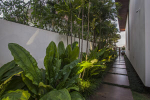 Passagem de pedestre com paisagismo