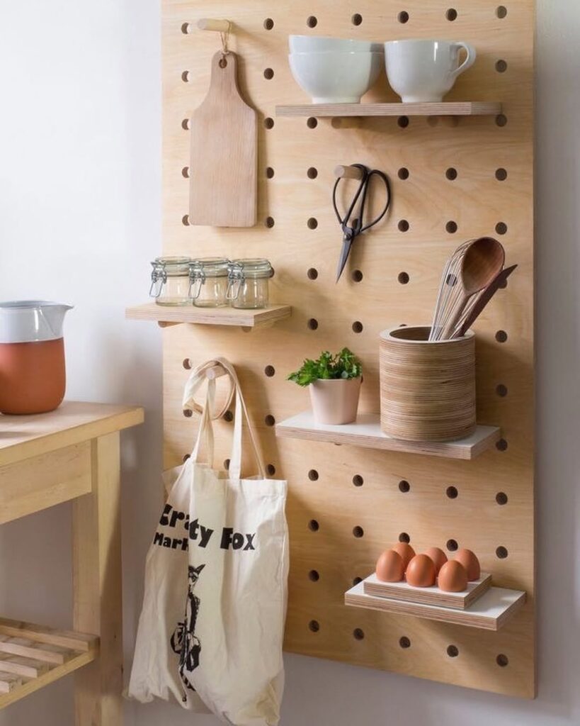 Pegboard de mdf na cozinha