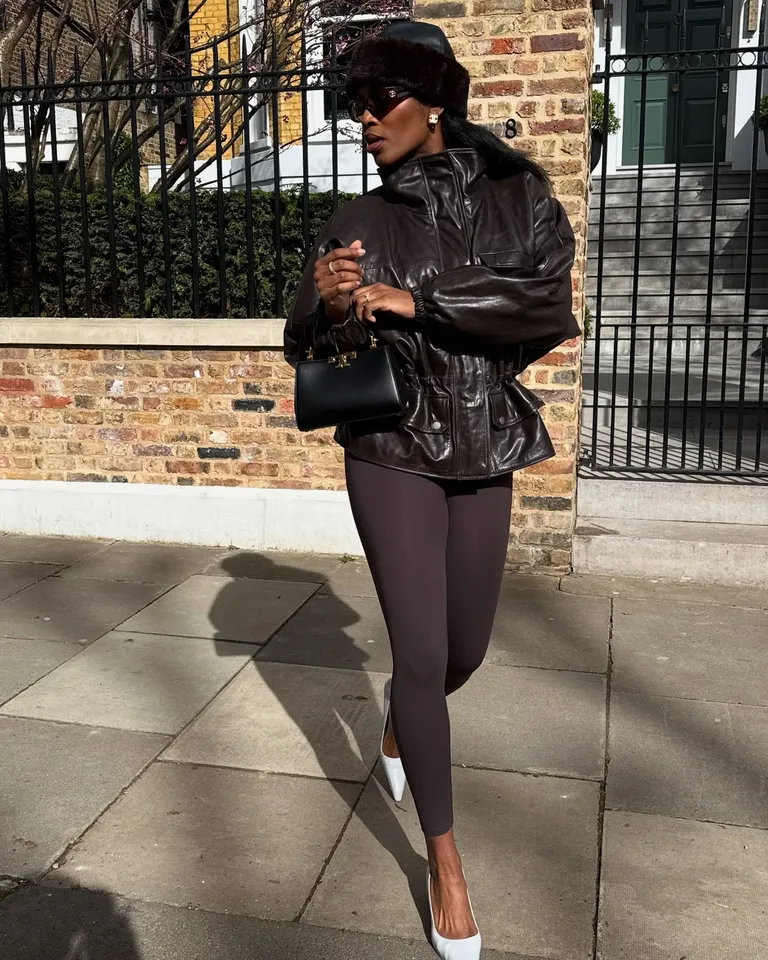 look com calça legging marrom