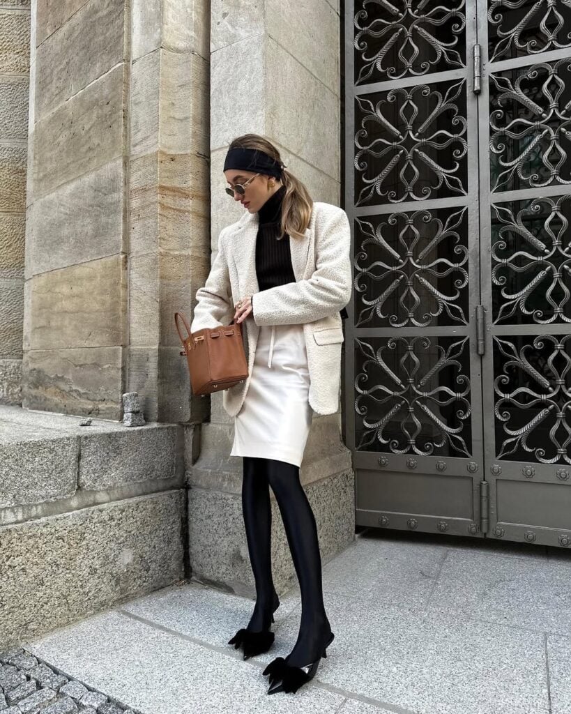 look com saia lápis branca