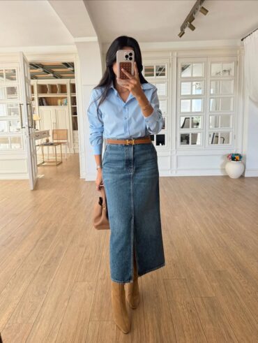 Looks com saia jeans longa feminina