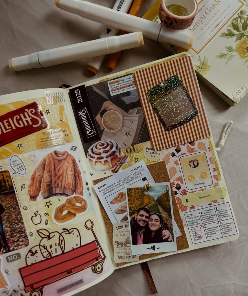 Páginas de scrapbook em tons terrosos