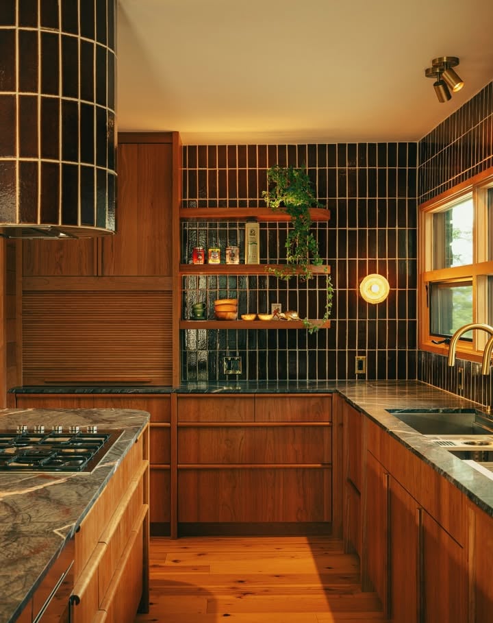 Cozinha com estilo mid century modern