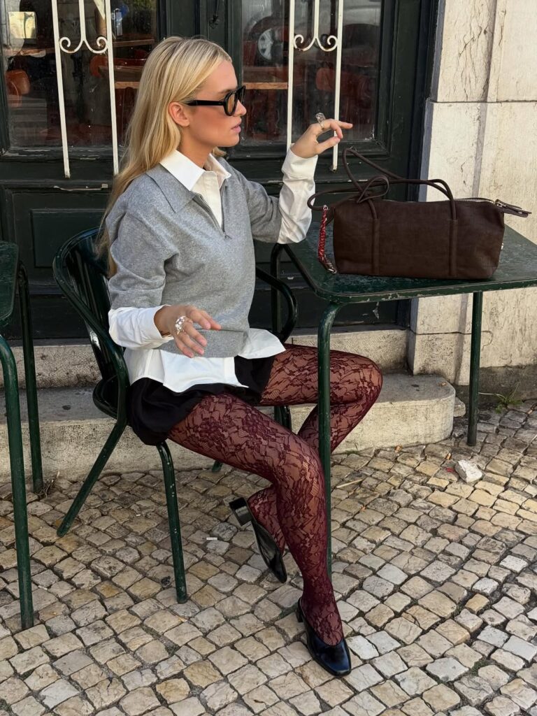 looks com meia-calça de renda