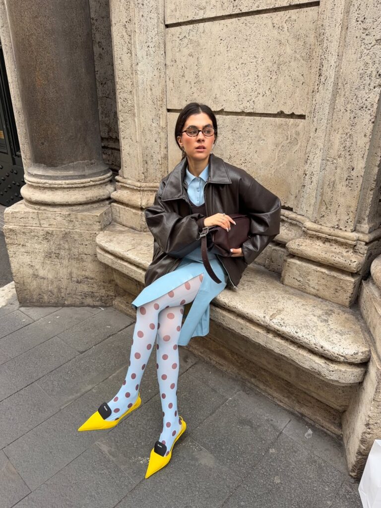 look com meia-calça estampada
