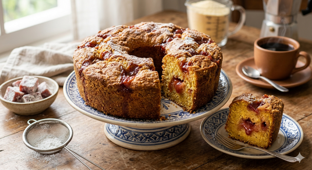 Bolo de fubá com goiabada