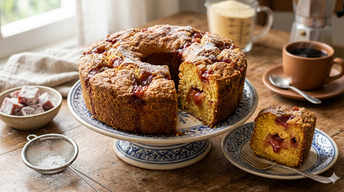 Bolo de fubá com goiabada