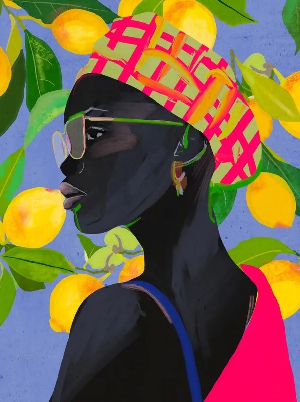 Quadro colorido com mulher negra