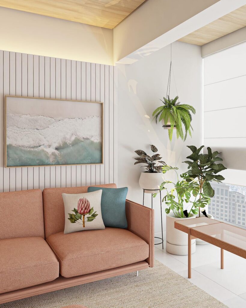 Projeto de interiores de sala de estar