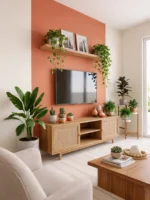 Sala de estar com pintura setorizada