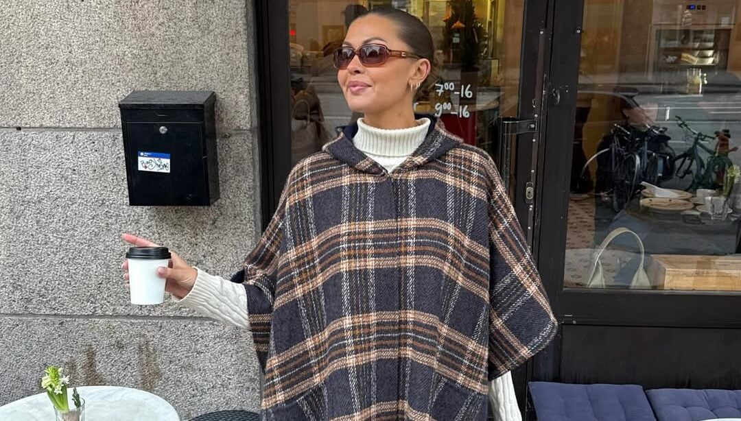 look com poncho xadrez
