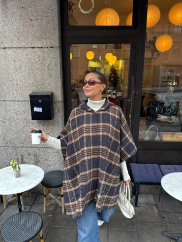 look com poncho xadrez