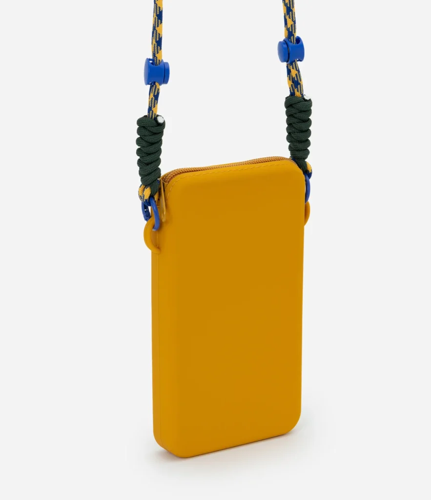 Porta Celular de Silicone com Alça Contrastante Amarelo