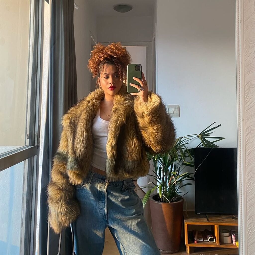 look com casaco de pele fake