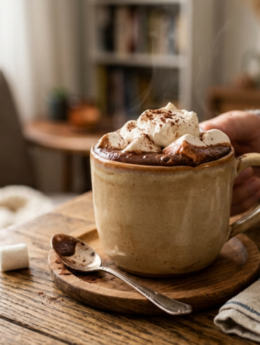 Caneca com chocolate quente e marshmallows