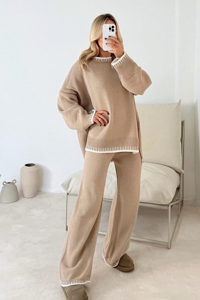 Look com conjunto de tricô